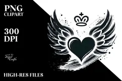 Heart with Wings and Crown PNG Product Image 2