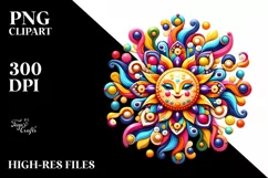 Colorful Whimsical Sun, Cute Baby Frog Clipart Product Image 1