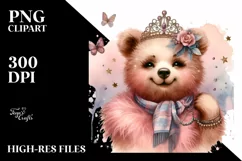 Vintage Funny Bear Watercolor Clipart Product Image 3