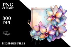 Abstract Orchid in Retro Frame, Transparent PNG Product Image 2