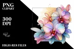 Abstract Orchid in Retro Frame, Transparent PNG Product Image 3