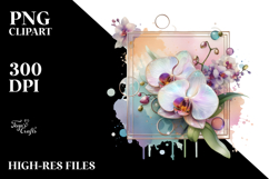 Abstract Orchid in Retro Frame, Transparent PNG Product Image 2