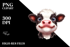 Funny Baby Cow with Crazy Eyes, PNG Product Image 2