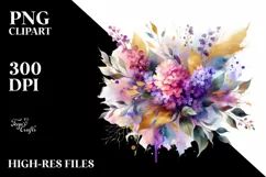 Vibrant Watercolor Abstract Bouquet with Gold Foil Product Image 3