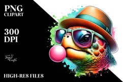 Quirky Turtle Portrait, Hat and Sunglasses |Clipart Product Image 1