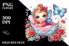 Smiling Baby Butterfly with Cradle | Cute Colorful Clipart Product Image 1