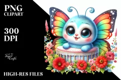 Smiling Baby Butterfly with Cradle | Cute Colorful Clipart Product Image 3