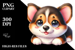 Watercolor Baby Corgi PNG Product Image 2