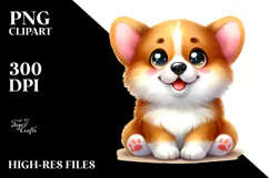 Watercolor Baby Corgi PNG Product Image 2