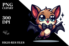 Cute Bat with Bow Tie, Vector Art PNG Product Image 2