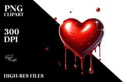 Red Glossy Heart on Splashy Background PNG Product Image 2