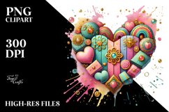 Colorful Wood Heart, Transparent PNG Product Image 2