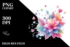 Watercolor Washed Flower with Heart Petals PNG Product Image 2