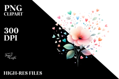 Simple Flower with Heart Petals PNG Product Image 2