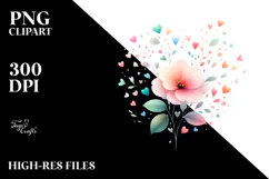 Simple Flower with Heart Petals PNG Product Image 2
