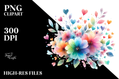 Watercolor Washed Flower with Heart Petals PNG Product Image 2