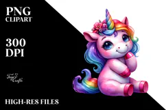 Funny Sitting Unicorn PNG Product Image 2