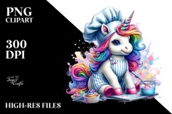 Colorful Baby Unicorn with Baker's Apron PNG Product Image 1