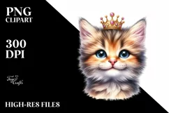 Whimsical Kitten Portrait Watercolor Clipart Product Image 1