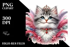 Whimsical Kitten Portrait Watercolor Clipart Product Image 1