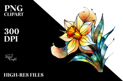 Stained Daffodil Watercolor Splash, PNG Product Image 2