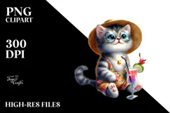 Funky Kitten Wearing Beachwear, Transparent PNG Product Image 2
