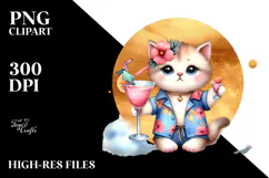 Beach Kitten with Cocktail PNG Product Image 2