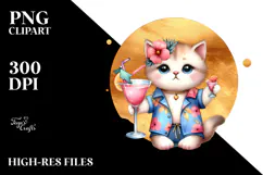 Funky Kitten Wearing Beachwear, Transparent PNG Product Image 2
