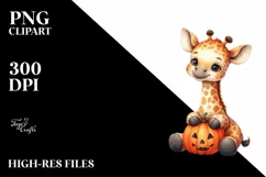 Cute Giraffe with Pumpkin, Transparent PNG Product Image 3