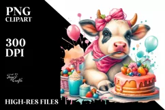 Colorful Baby Cow Cake PNG Product Image 3