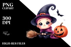Funny Halloween Baby Broom Clipart Product Image 3