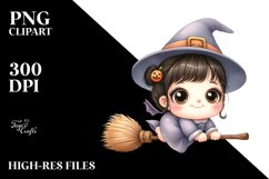 Funny Halloween Baby Broom Clipart Product Image 3