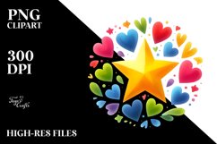 Simple Washed Star with Blood and Hearts PNG Product Image 2