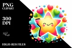 Simple Washed Star with Blood and Hearts PNG Product Image 2
