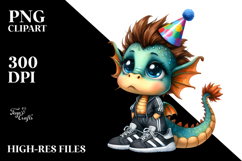 Expressive Baby Dragon with Party Hat Standing Up Product Image 2