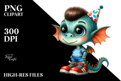 Expressive Baby Dragon with Party Hat Standing Up Product Image 2