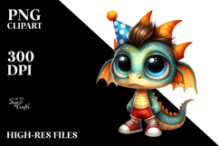 Expressive Baby Dragon with Party Hat Standing Up Product Image 2