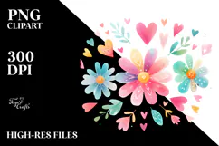 Colorful Boho Flower with Heart Petals PNG Product Image 2
