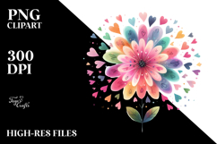 Colorful Boho Flower with Heart Petals PNG Product Image 2