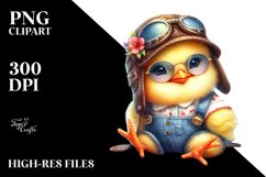 Vibrant Baby Chicken Sitting on Aviator Suit PNG Product Image 2