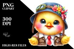 Vibrant Baby Chicken Sitting on Aviator Suit PNG Product Image 2