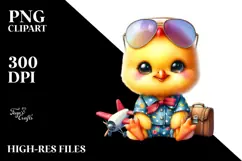 Vibrant Baby Chicken Sitting on Aviator Suit PNG Product Image 2