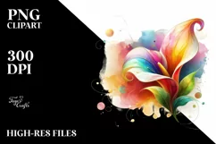 Colorful Calla Lily with Watercolor Splash | Clipart Product Image 1