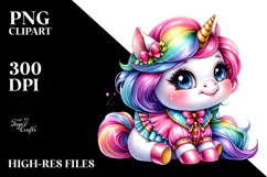Smiling Baby Unicorn PNG Product Image 2