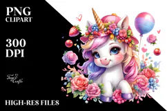 Smiling Baby Unicorn PNG Product Image 2