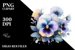 pansy Flower Watercolor Splash PNG Product Image 2