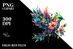 Abstract Vibrant Watercolor Bird PNG Product Image 3