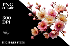 Glossy Cherry Blossom Watercolor Splash, PNG Product Image 2