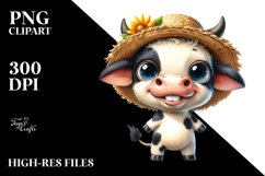 Expressive Baby Cow with Sun Hat Standing Up Product Image 2