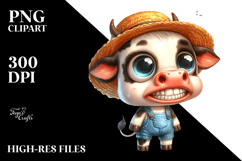 Expressive Baby Cow with Sun Hat Standing Up Product Image 2